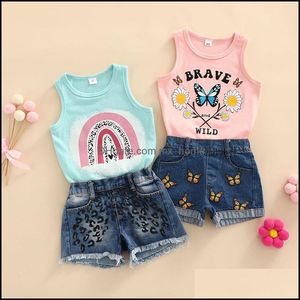 Kledingsets Baby Kids Baby Maternity Girls Outfits Kinderen Rainbow Butterfly Print Topsandden Dh0qn
