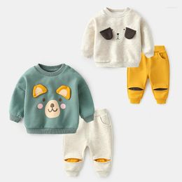 Kledingsets Baby Kids Casual herfstkleding 2 PCS Little Boys Girls Girls Cartoon Animal Set Born Sports Sweater Suit P138