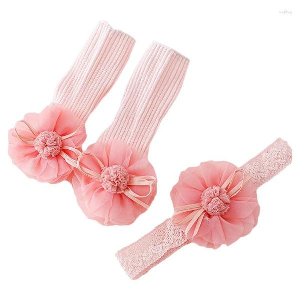 Ensembles de vêtements bébé dentelle bandeau chaussettes ensemble pour 0-2Y filles élastique princesse coiffure tout-petits accessoires de sol antidérapants