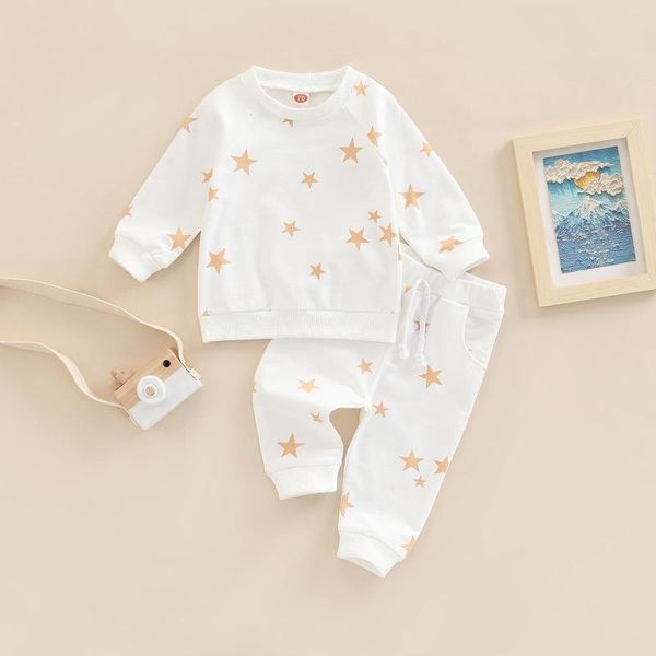 Conjuntos de ropa Trajes de bebé Otoño Infantil Niño nacido Niñas Niños Niña Niño Manga larga Estampado de estrellas Sudadera Pantalones 0-3T