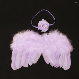 Ensembles de vêtements Baby Pographie Set Born Angel Feather Wing Flower Hair Band