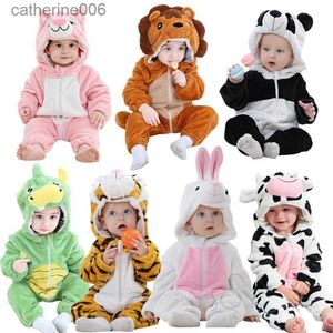Kledingsets Baby rompertjes Winterkostuum Flanel voor meisje Jongen Peuter Babykleding Kinderkleding Dieren Panda Tijger Leeuw Ropa BebeL231202