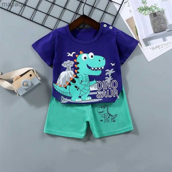 Conjuntos de ropa Conjunto de bebé Conjunto de camiseta de algodón de manga corta para niños Conjunto de cuerpo para niños y niñas Moda de verano Ropa linda 0-6 años L2403