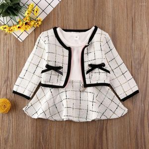 Kledingsets Baby Spring herfst Kinderen Girl Pageant Set Plaid Coat Tutu Dress Party Outfits Mode Kleding 2PCS 6M-5T