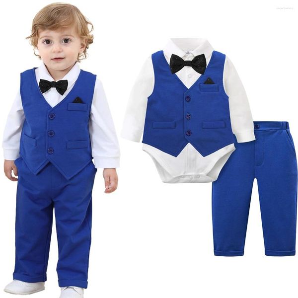 Ensemble de vêtements Baby Suit Toddler Boy Wedding Tuxedo Infant Birthday Party Gift Vêtements Born Robe Forme Paster Ring Bearier Tenue