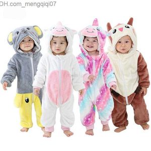 Kleding Sets Baby winterkleding baby pyjama een stuk hooded jumpsuit baby jongen pyjama eenhoorn meisje pyjama Kigurumi pyjama Z230711