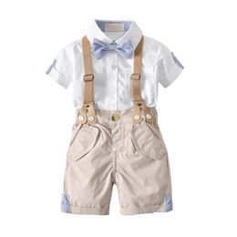 Ensembles de vêtements Babys Boys Chemise Bretelles Shorts Kit avec noeuds papillons Summer Gentleman Coton Costumes Drop Livraison Bébé Enfants Maternité Dhvry