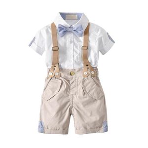 Vêtements Ensembles Babys Boys Shirt Braces Shorts Kit avec Bow Ties Summer Gentleman Cotton Cost Drop Livil