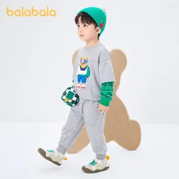 Conjuntos de ropa Balabala Niño 2024 Niño Manga larga Traje de otoño Dibujos animados Deportes Cómodo Moda Moda Falso Dos piezas