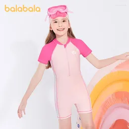 Conjuntos de ropa Balabala para niña para niña para el traje de baño para el verano de un color de color de verano con gorra de natación