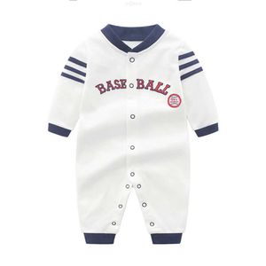 Kledingsets honkbalpak, baby jumpsuit, 0-1 jaar oude kleding, lente en herfst puur katoen met lange mouwen klimmende pak