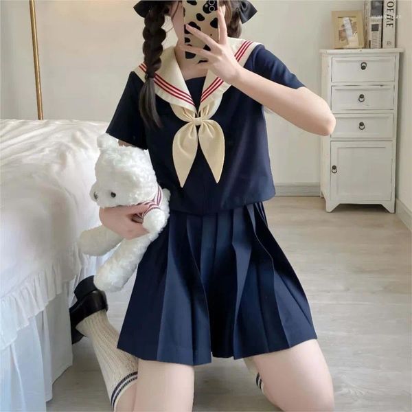 Ensembles de vêtements de base JK Navy Sailor convient à trois lignes d'uniformes scolaires japonais pour les filles de la graduation des vêtements plipe anime costumes costumes