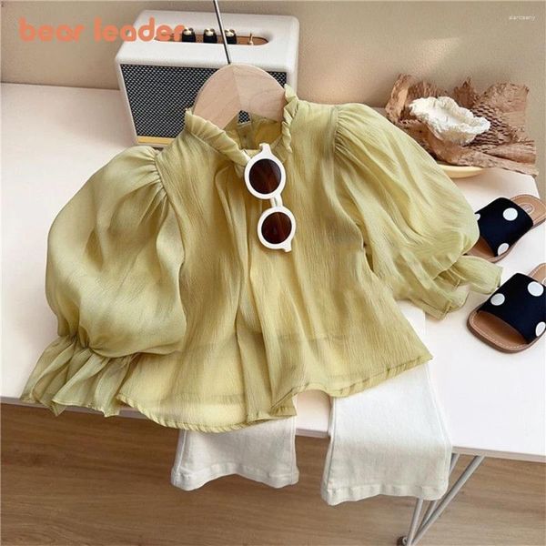 Ensembles de vêtements Bear Leader Girls Set Automne Style Fashion Bubble Sleeve Top Jeans Deux pièces Sweet et mignon Little