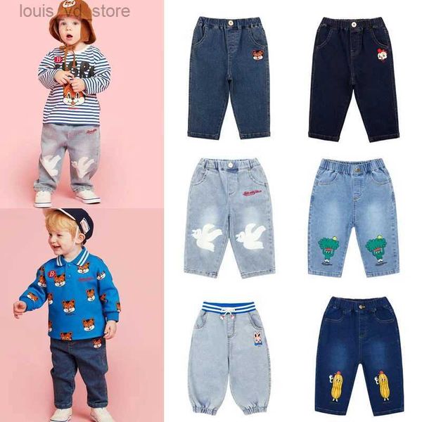 Conjuntos de ropa bebe 2023 otoño coreano niña niño pantalones de mezclilla niños marca Jean pantalón pantalones dulces niños inferior T231204