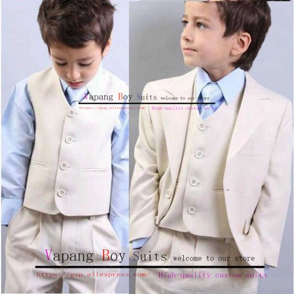 Ensembles de vêtements Beige garçons costume mariage smoking 3 pièces ensemble veste gilet pantalon mode fête vêtements blazer pour enfants 216 ans W230210