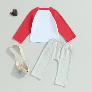 Ensembles de vêtements Big Brother Little Tenues assorties Enfant en bas âge bébé garçon camion de pompier à manches longues Raglan T-shirt et pantalon ensemble