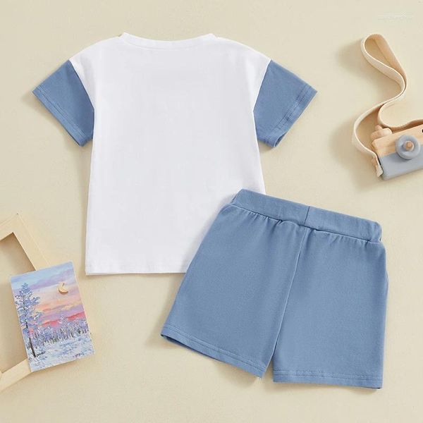 Ensembles de vêtements Big Little Brother Sister Tenue assortie à manches courtes Lettre Wave Print Shorts Sibling Été