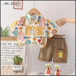 Juegos de ropa Biobella Summer Baby Boy Dinsour Manga corta Pantalones de camiseta Niños 2024 Estilo Boda Cumpleaños