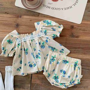 Kledingsets Verjaardag Babymeisje Katoenen bloemenoverhemden en korte broekstukken Zomerkleding voor baby's