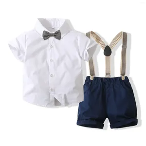 Ensembles de vêtements Costume d'anniversaire 4 à 5 ans Garçons Vêtements Enfants Été Coton T-shirt Navy Shorts PCS Tenue formelle pour mariage