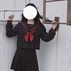 Ensembles de vêtements uniforme d'écolière noire classe japonaise marine marin uniformes scolaires étudiants vêtements pour filles Anime COS JK costume