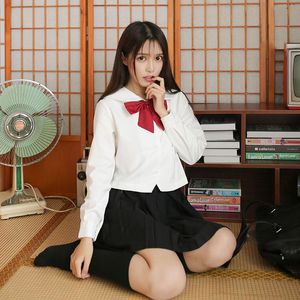 Ensembles de vêtements Noir Blanc Japonais JK Uniforme Sailor Outfit Manches Courtes / Longues Jupes Sexy Anime School Girl Seifuku Jupe Plissée Cosplay Su