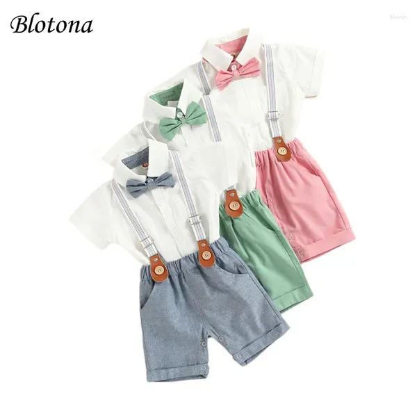 Sets de ropa Blotona Baby Boy Tops Tops de suspensión Suits Gentleman Lapelle Cuella de botones Juego para la primavera de verano 0-3y