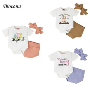 Ensembles de vêtements Blotona Baby Girls Shorts réglage des lettres à manches courtes