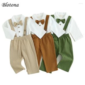 Ensembles de vêtements Blotona Kids Boys 2pcs tenue à manches longues bouton-nœud à nœud papillon avec pantalon à suspense
