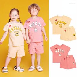 Kledingsets Bobo koos voor kinderkleding zomer Koreaans 2023 baby top katoenen cartoon printen comfortabel t-shirt shorts pak