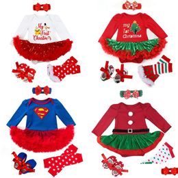 Kledingsets geboren 0-3 maanden Babymeisje Kostuum Romper kleding feestjurk Kerstmis Bebe kinderen baby drop levering kinderen Maternit Dh1v6