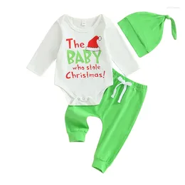 Vêtements ensembles nés bébé garçon tenue de Noël mon premier pantalon long sûr 3pcs puant puant