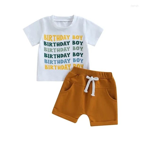 Ensembles de vêtements nés Baby Boy Clothes 3pcs 1er anniversaire tenues lettre imprimé Bowtie Rober Shorts d'été première tenue