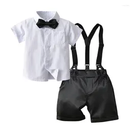 Ensembles de vêtements pour bébés garçons, vêtements pour bébés garçons, costume formel, barboteuse pour hommes, bretelles, shorts, tenues d'été pour tout-petits