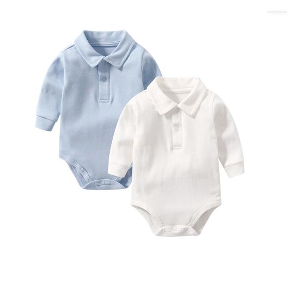Ensembles de vêtements Born Baby Boys Vêtements Coton Polo Shirt Solid Color Bodys 2Pcs Infant Outfit Costumes 0-24 Mois