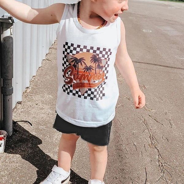 Vêtements Ensembles nés Baby Boys Shorts Set Casual Cocotit Letters Tank Tank Top Fashion Fashion Toddler Costumes 2-3 ans