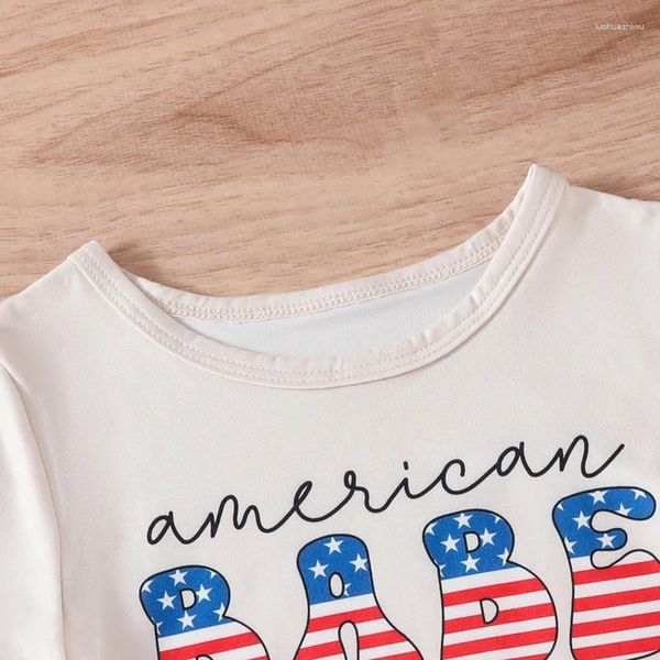 Ensembles de vêtements nés bébé fille 4 juillet tenues à manches courtes manches américaines tshirt drapeau short bande de bande