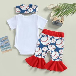 Ensembles de vêtements nés Baby Girl Baseball Tenues Little Sister Biggest Fan Fan Short Sober Raiper Fared Pantal Band 3pcs Set