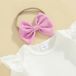 Kledingsets geboren Baby Girl Easter Outfit Romper Floral Corduroy Suspener Rok met lange mouwen Lange mouw