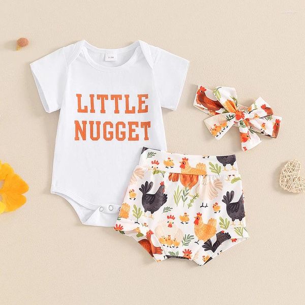 Ensembles de vêtements nés Baby Girl Farm Farptifit Little Nugget à manches courtes à manches courtes à manches