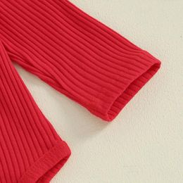 Ensembles de vêtements Né bébé fille Saint Valentin Tenues à manches longues Barboteuses Pantalon imprimé coeur Bandeau 3pcs Ensemble de vêtements de printemps