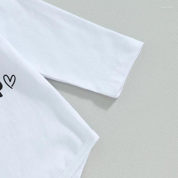 Conjuntos de ropa Nacido Bebé Niña Trajes del Día de San Valentín Carta Impresión Mameluco Sudadera Corazón Flare Pantalones Conjunto Niño Otoño Ropa