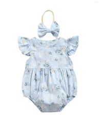 Kleidung Sets Geboren Baby Mädchen Strampler Rüschen Baumwolle Mädchen Kleidung Frühling Sommer Druck Overalls 2pc Outfits Sunsuit