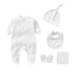 Conjuntos de roupas nascidos bebê macacão luvas chapéus meias conjunto algodão impressão unisex menina menino
