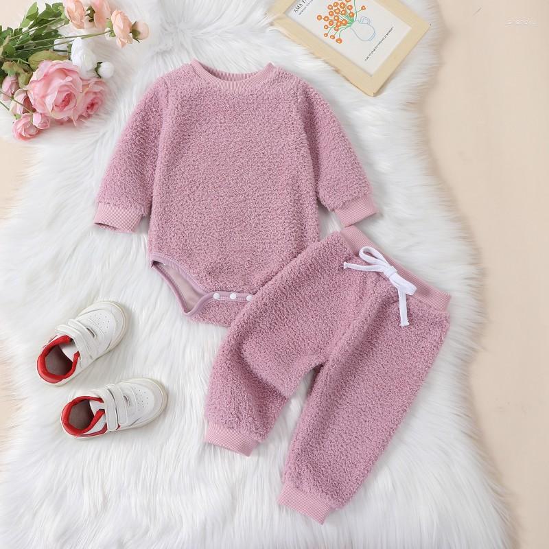 Clothing Sets Born Baby Warm Suit Autumn Long Sleeve Crew Neck Romper With Elastic Waist Pants Clothes Set Winter Outfit For Girls Boys