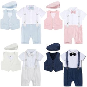 Ensembles de vêtements Born Boys Set Bébé Tenue De Baptême Barboteuse Infantile De Mariage Fête D'anniversaire Salopette Formelle Gentleman CostumesVêtements