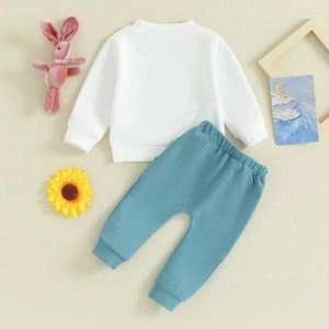 Ensembles de vêtements Born Easter Outfit Garçons Filles Pantalons à manches longues Sweat-shirt imprimé carotte floral avec cordon de serrage