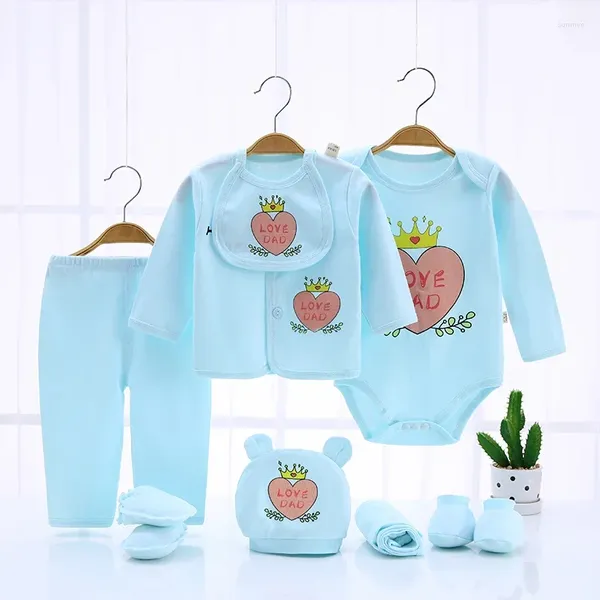 Conjuntos de ropa Born Girl Boy Ropa Trajes Conjunto de algodón para bebé infantil Rosa Azul Amarillo 7 o 9 PC / sistema