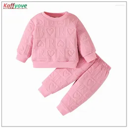 Kledingsets Born Girls Set Cotton Toddler Baptism Birthday Baby Outfits Full Sleeve Coats Pants 3-24m pak