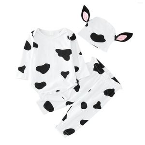 Kleding Sets Born Baby Baby Jongens Meisjes Kleding Set Halloween Kostuums Puppy Koe Patroon Romper Tops Broek Met Hoed 3 STUKS Outfits